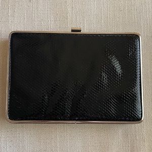Faux Snakeskin Leather Black & White Clutch